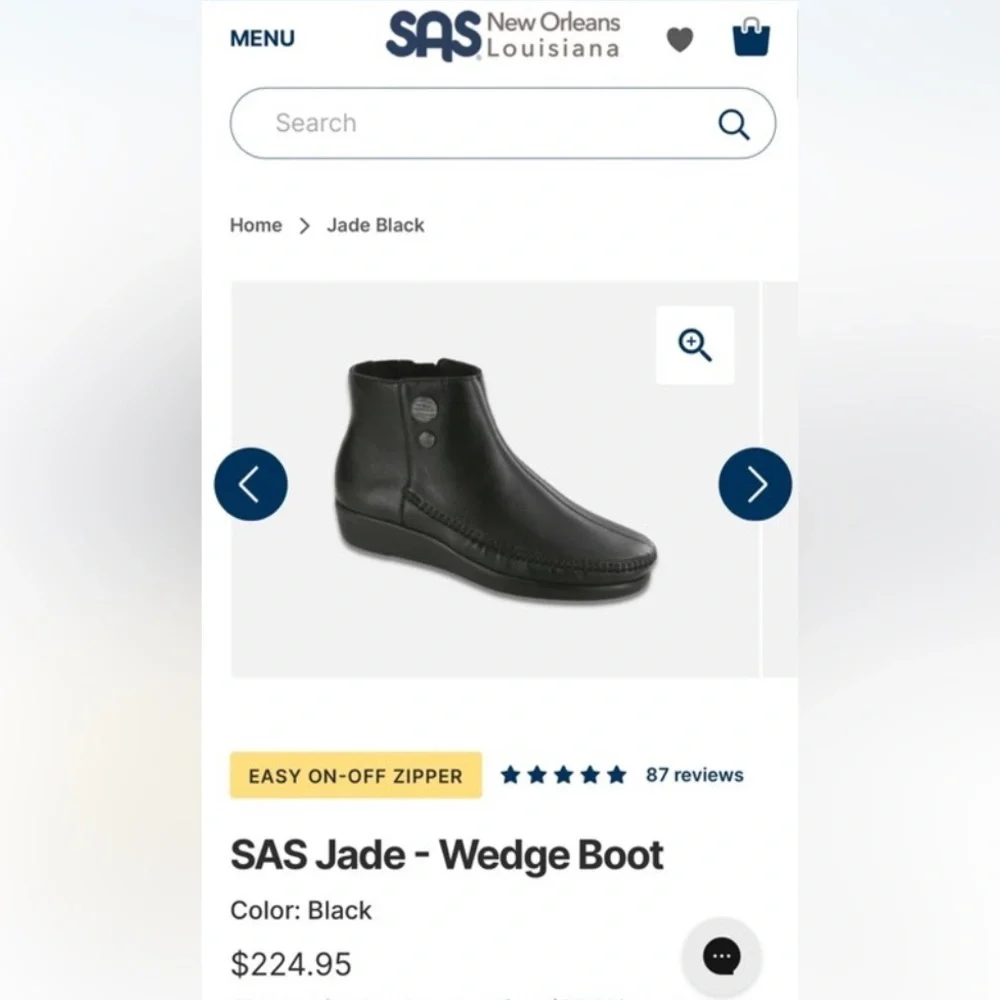 SAS Jade Wedge Ankle Boot Sz 8 M Black - Picture 9 of 11